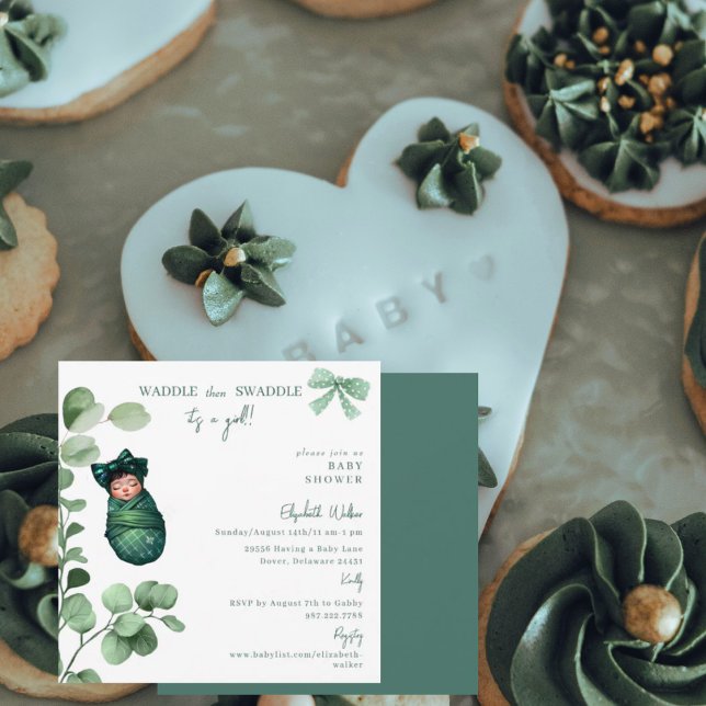 Convites Waddle então Swaddle É uma Chá de fraldas Verde (Criador carregado)