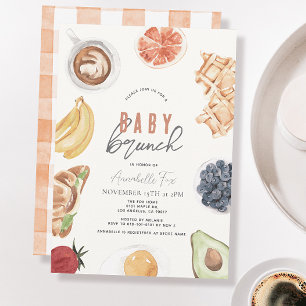 Convites Waffles Café Frutas Watercolor Baby Brunch
