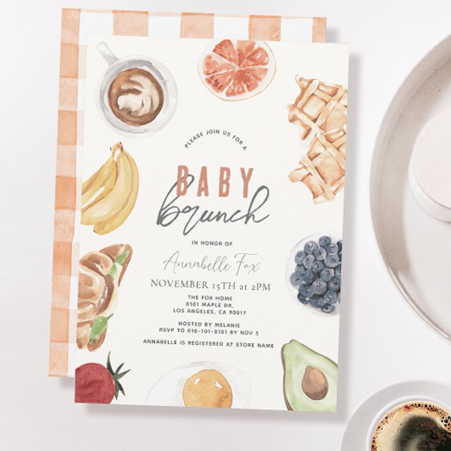 Convites Waffles Café Frutas Watercolor Baby Brunch (Criador carregado)