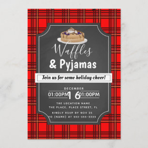 Convites Waffles de Natal e festa de brunch de pijamas