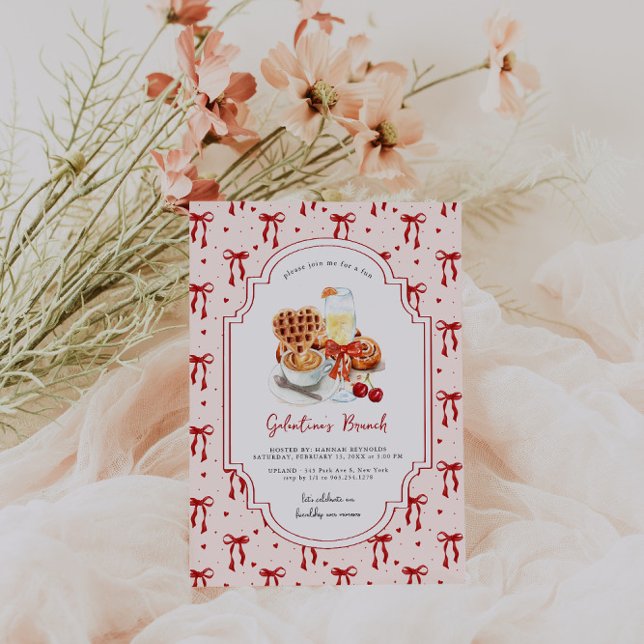 Convites Waffles & Mimosas | Brunch do dia de Galentine (Criador carregado)