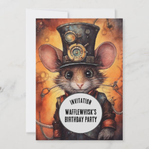 Convites Wafflewhisk Steampunk Animal Nome personalizado