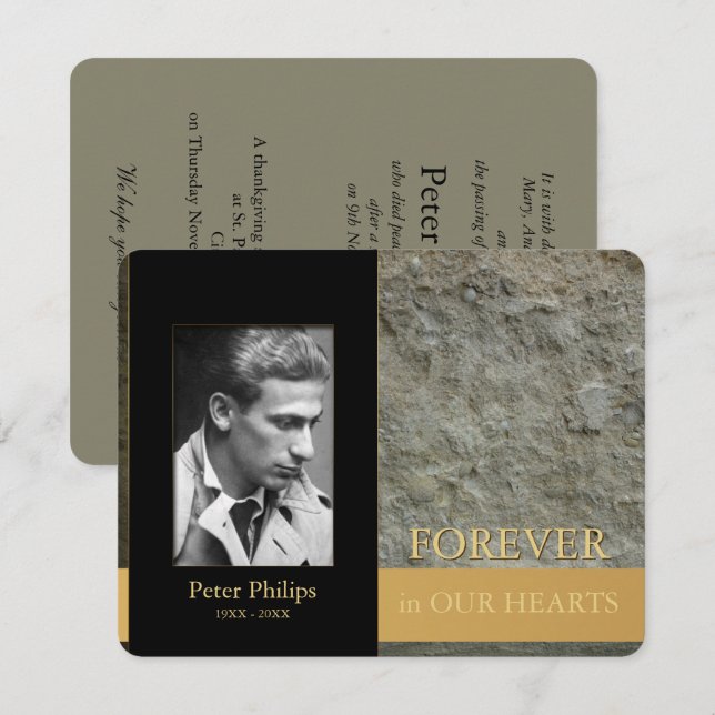 Convites Wall Black Photo Frame Memorial Service Inv (Frente/Verso)