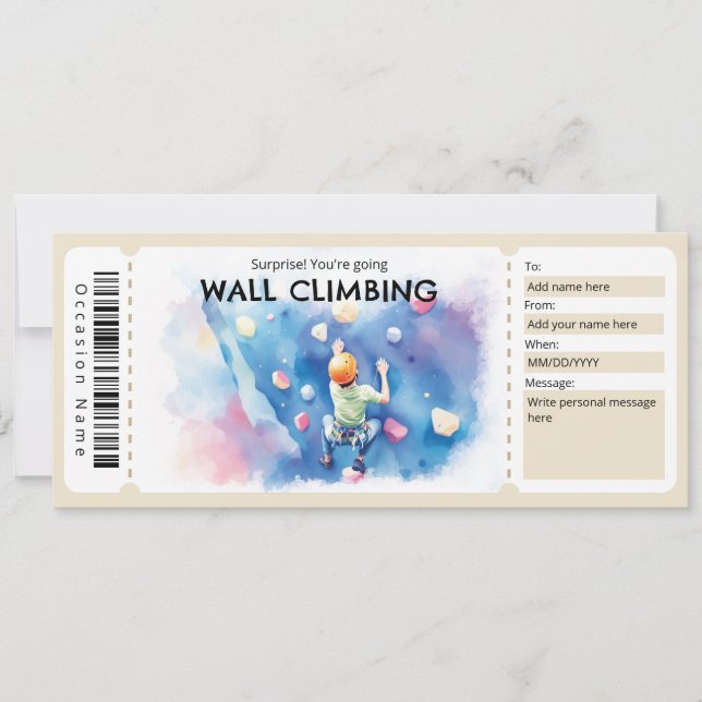 Convites Wall Climbing Gift Certificate (Frente)