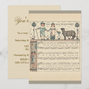 Convites Walter Crane Baa Baa Ovelha Negra Rima Infantil