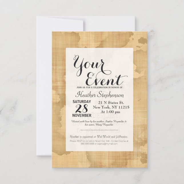 Convites Wanderlust..." Citação de Viagem em Papel Vintage (Frente)