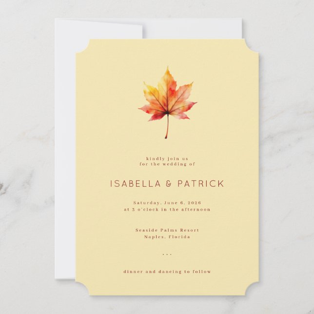 Convites Warm Beige Watercolor Leaf Elegancy (Frente)