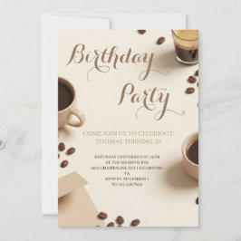 Convites Warm Coffee-Themed Birthday Party