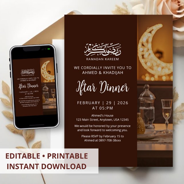 Convites Warm Lantern Table Setting Ramadan Iftar Dinner (Criador carregado)