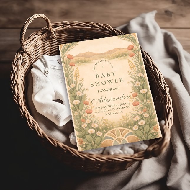 Convites Warm Neutral Desert Botanicals Baby Shower (Criador carregado)