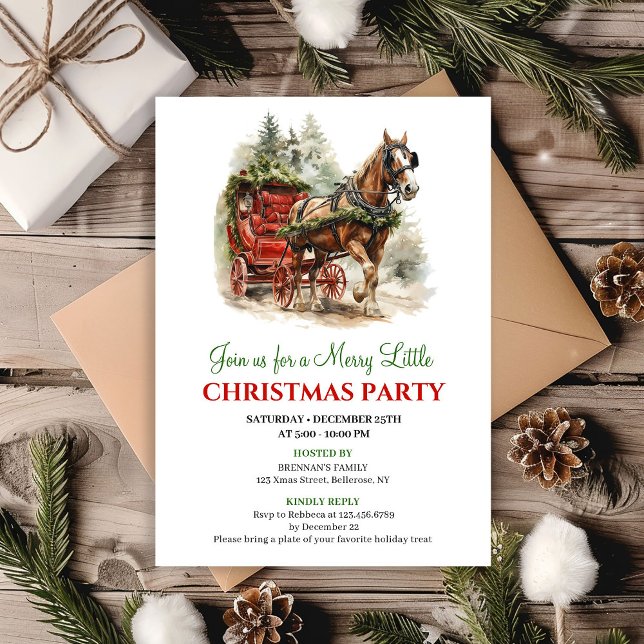 Convites Warm rustic winter scene Christmas party invite (Warm rustic winter scene Christmas party invite)