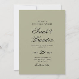 Convites Warm Solid Color Minimalist Script Wedding