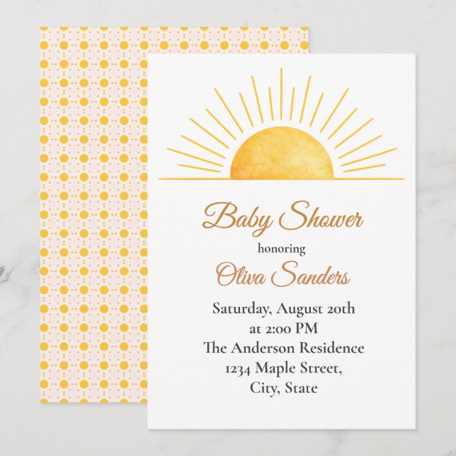 Convites Warm Sunrise Baby Shower (Frente/Verso)