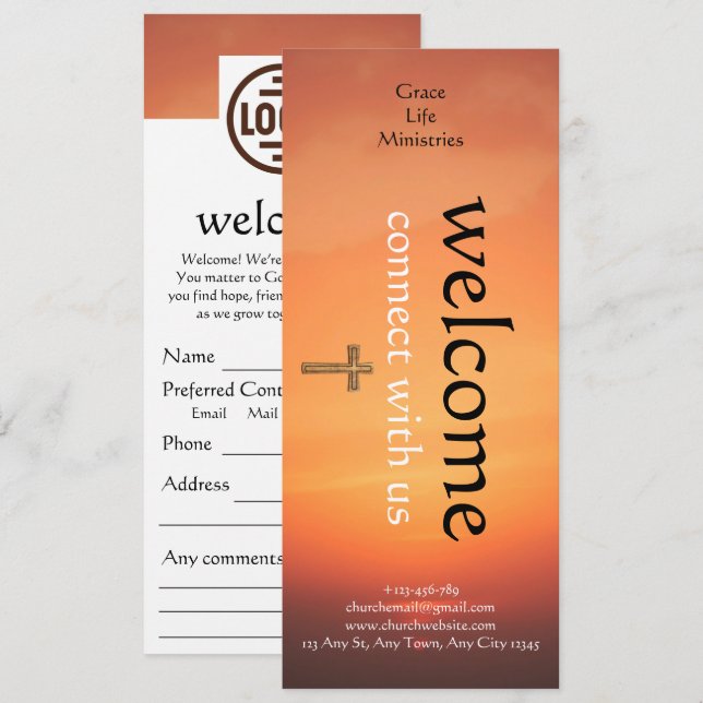 Convites Warm Sunset Church Connection Card (Frente/Verso)