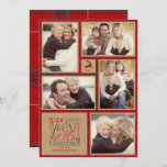 Convites Warm Wish Photo Collage Kraft & Tartan Red ID589<br><div class="desc">Este cartão de natal de colagem de fotos, rústico mas bonito, apresenta um fundo tartano emoldurado com um gráfico de papel Kraft e cheio de uma rena tartana vermelha e design de texto de tipografia de 'Desejos quentes por um 'Feliz Natal'. Adicione uma nota pessoal, suas próprias fotos e nome(s)...</div>