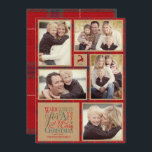 Convites Warm Wish Photo Collage Kraft & Tartan Red ID589<br><div class="desc">Este cartão de natal de colagem de fotos, rústico mas bonito, apresenta um fundo tartano emoldurado com um gráfico de papel Kraft e cheio de uma rena tartana vermelha e design de texto de tipografia de 'Desejos quentes por um 'Feliz Natal'. Adicione uma nota pessoal, suas próprias fotos e nome(s)...</div>