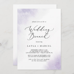 Convites Wash de Aquarela Brunch de Casamento Roxo