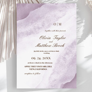 Convites Wash de Aquarela Casamento Elegante Roxo