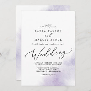 Convites Wash de Aquarela   Casamento Roxo