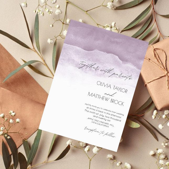 Convites Wash de Aquarela | Casamento Roxo Elegante (Criador carregado)