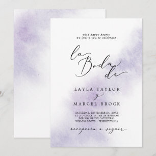 Convites Wash de Aquarela Purple La Boda De Wedding