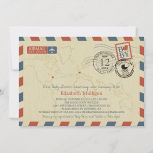 Convites Washington DC / France Airmail Chá de fraldas