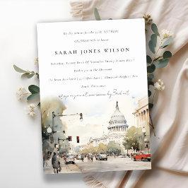 Convites Washington DC mínimo, EUA Watercolor Birthday