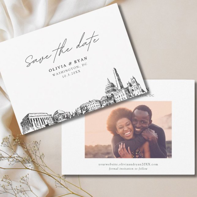 Convites Washington DC Wedding Save the Date Modern (Washington DC Wedding Save the Date Modern Invitation)