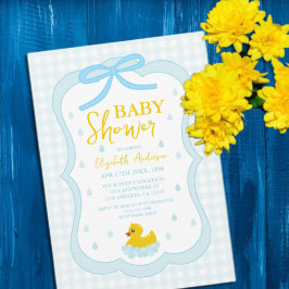 Convites Water Droplets Gingham Boy Baby Shower