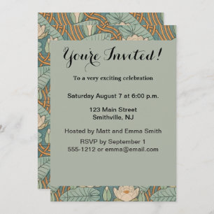 Convites Water Lily Art Nouveau Nature