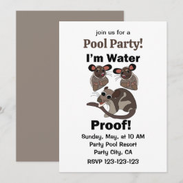 Convites Water Opossum Estou à Prova D'água Festa na Piscin