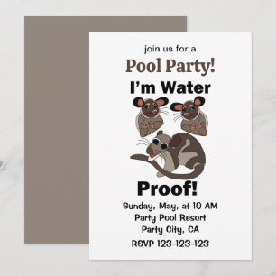Convites Water Opossum Estou à Prova D'água Festa na Piscin