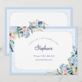 Convites Watercol Floral Blue-rosa Elegante