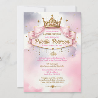 Convites Watercolor A Little Princess Chá de fraldas Party