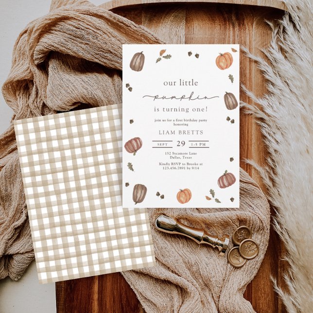 Convites Watercolor A Little Pumpkin Primeiro Aniversário (Criador carregado)