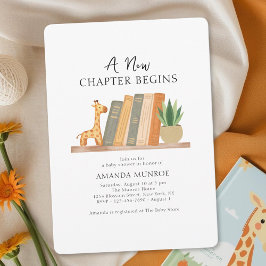 Convites Watercolor A New Chapter Begins Baby Shower 