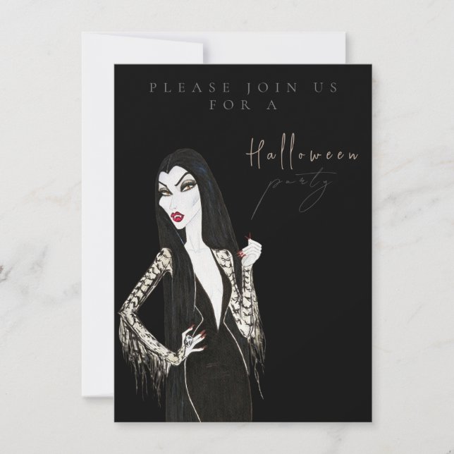 Convites Watercolor Adult Halloween Party Invitation (Frente)