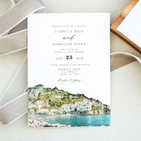 Watercolor Amalfi Coast Italy Skyline Weds