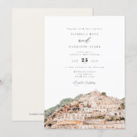 Watercolor Amalfi Coast Italy Skyline Weds