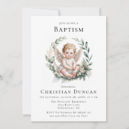 Convites Watercolor Angel Wings Baptism 