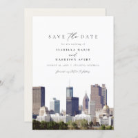 Watercolor Atlanta Georgia Skyline Salva a Data