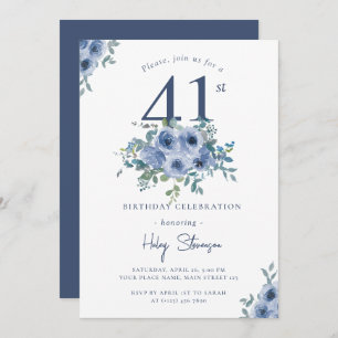 Convites Watercolor Azul Floral 41 rua Chic Birthday
