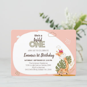 Convites Watercolor Baby Giraffe, Safari Animal Birday