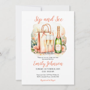 Convites Watercolor Baby Girl Sip and See