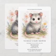 Watercolor Baby Possum Baby Shower 