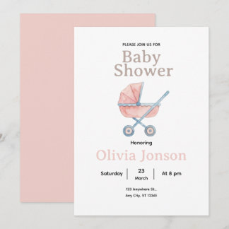 Convites Watercolor Baby Shower Invitation,