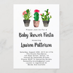 Convites Watercolor Baby Shower Invitations, Fiesta