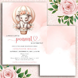 Convites Watercolor Baby Shower Peach Elephant Invitation