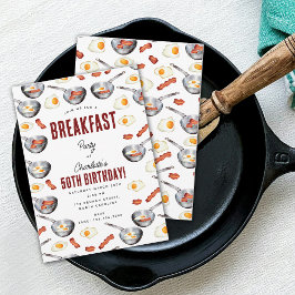 Convites Watercolor Bacon & Eggs Breakfast Brunthday