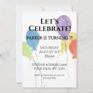 Convites Watercolor Balloon Birthday Party Invitation